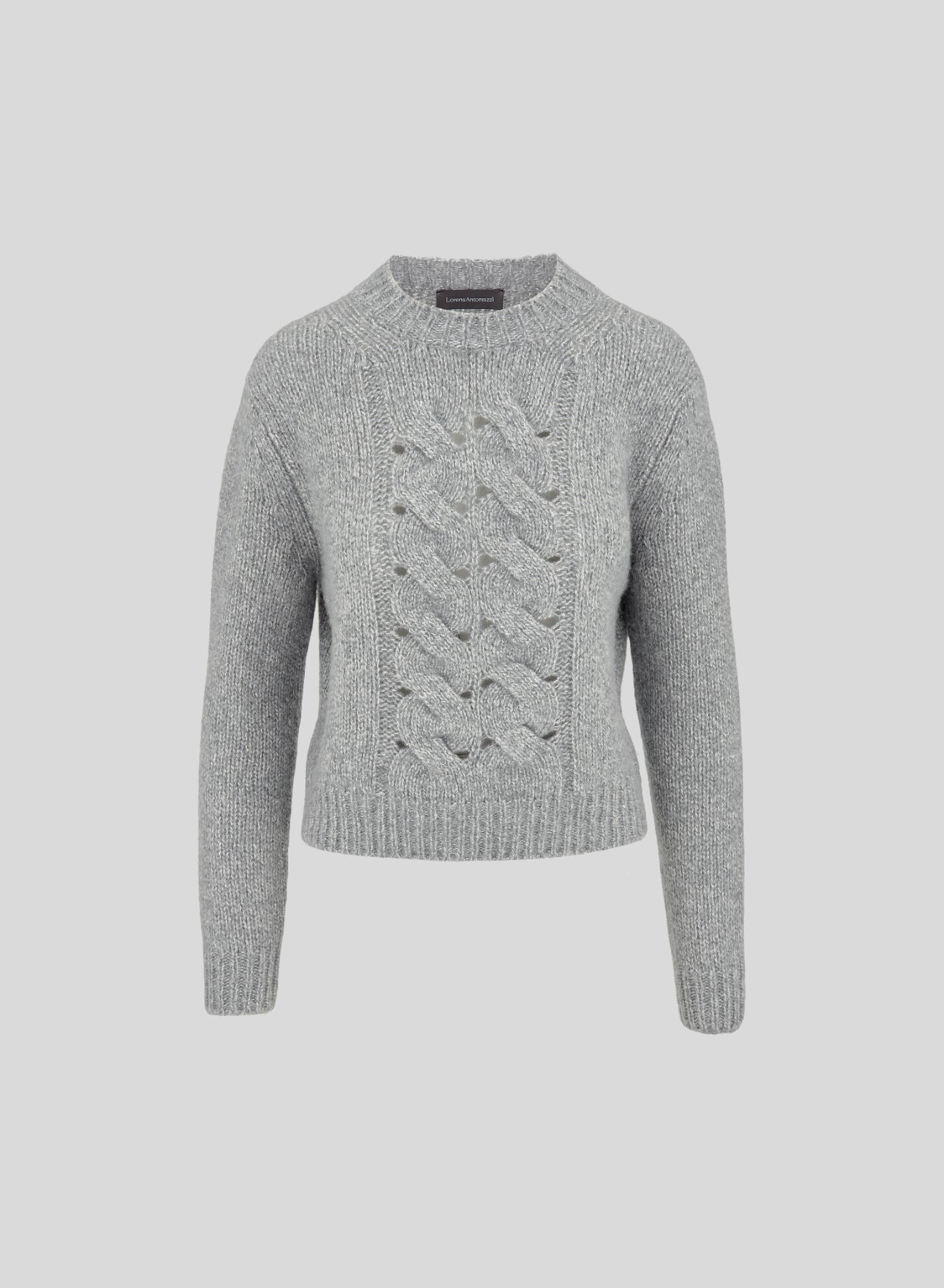 MAGLIA IN CASHMERE E SETA CON TRECCIA SCOLPITA