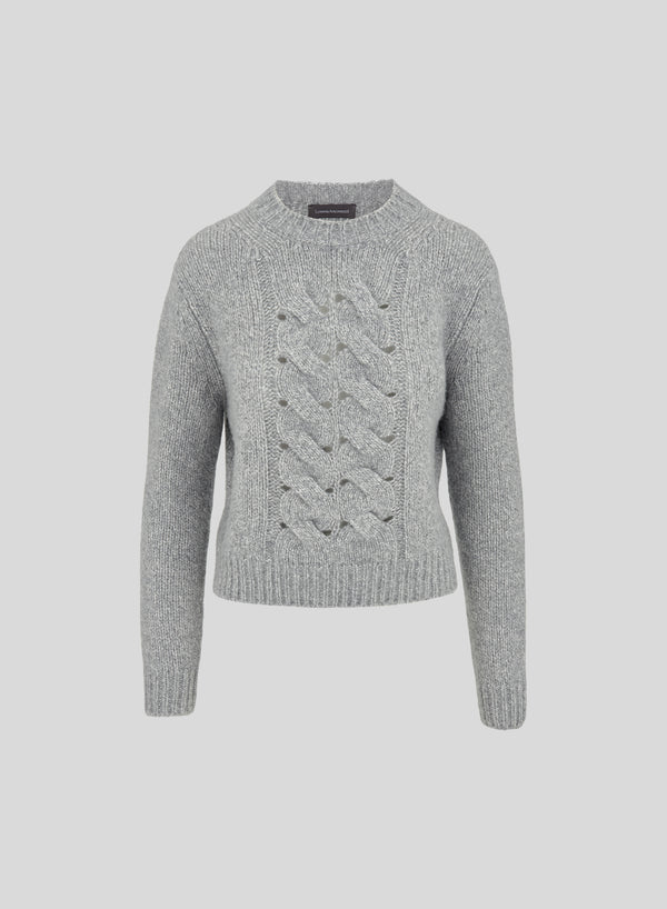 MAGLIA IN CASHMERE E SETA CON TRECCIA SCOLPITA