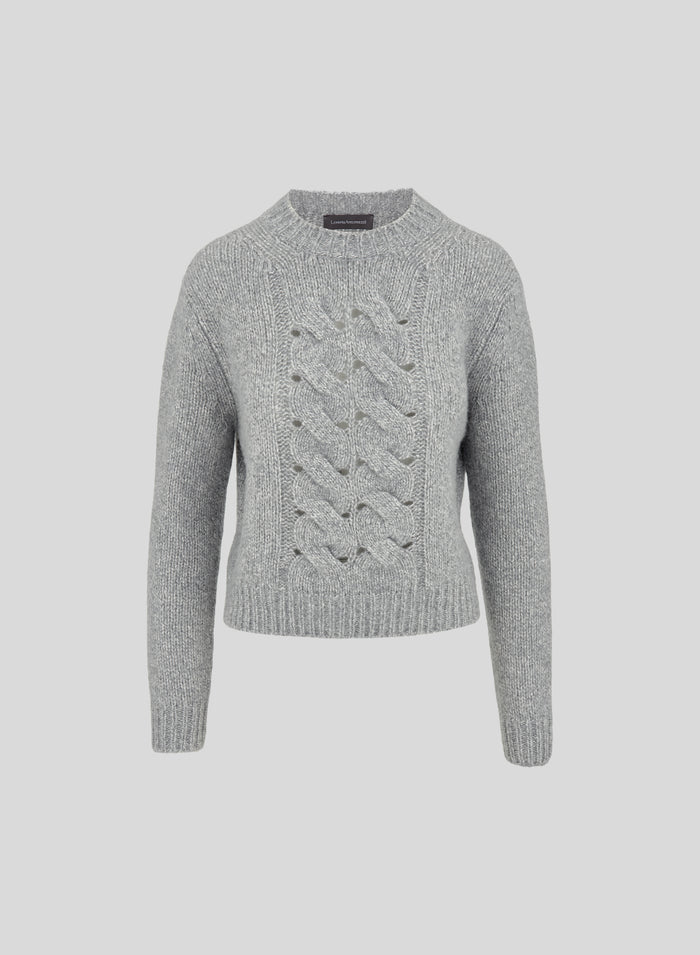MAGLIA IN CASHMERE E SETA CON TRECCIA SCOLPITA