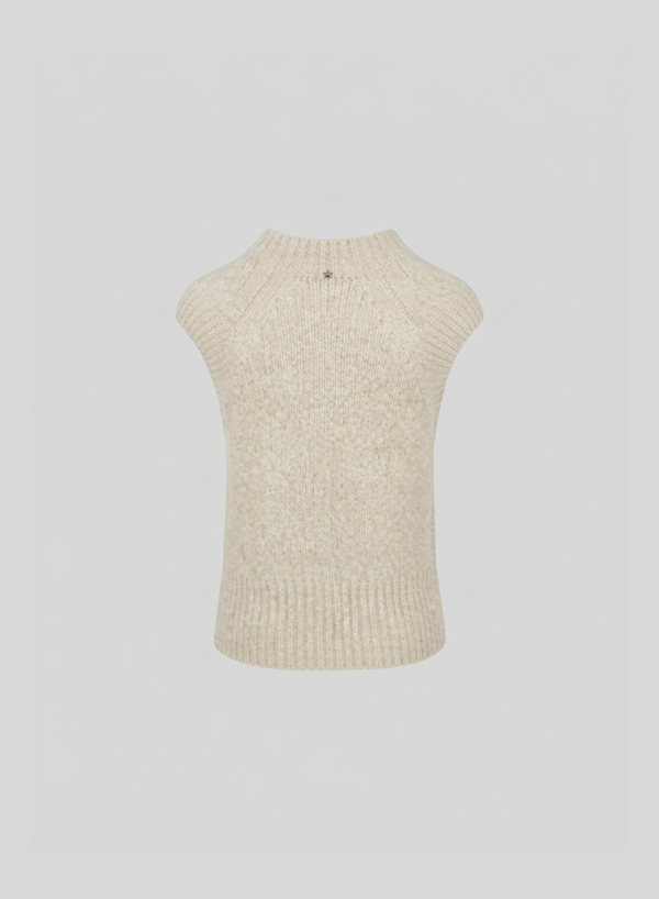 GILET IN CASHMERE E SETA CON TRECCIA SCOLPITA
