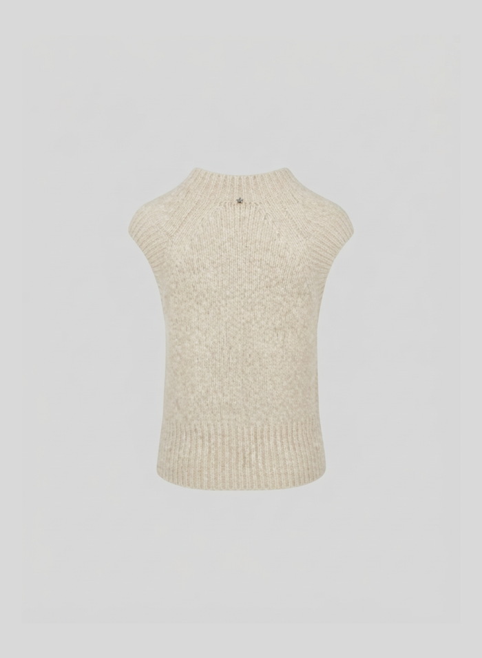 GILET IN CASHMERE E SETA CON TRECCIA SCOLPITA