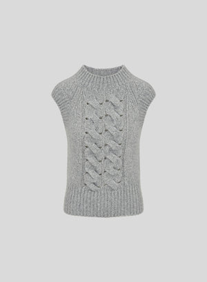 CASHMERE AND SILK GILET WITH SCULPTED CABLE KNIT