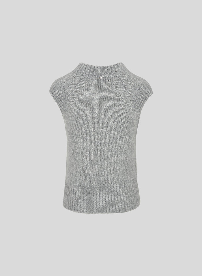 GILET IN CASHMERE E SETA CON TRECCIA SCOLPITA