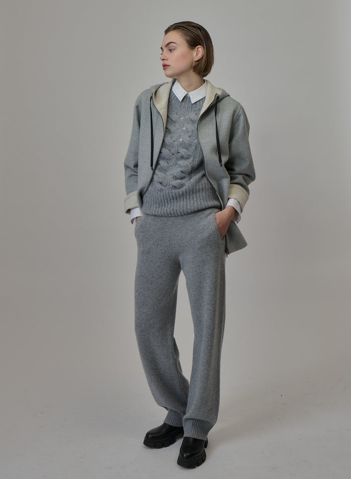 GILET IN CASHMERE E SETA CON TRECCIA SCOLPITA