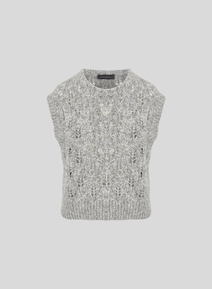 CASHMERE, WOOL AND SILK KNITTED VEST