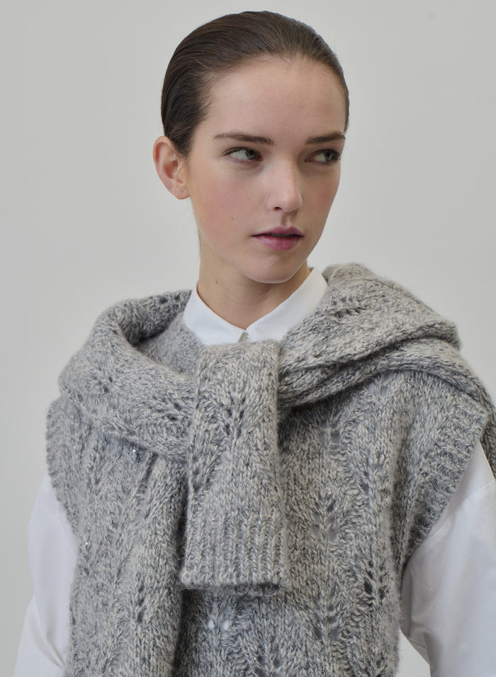GILET IN MAGLIA DI CASHMERE, LANA E SETA