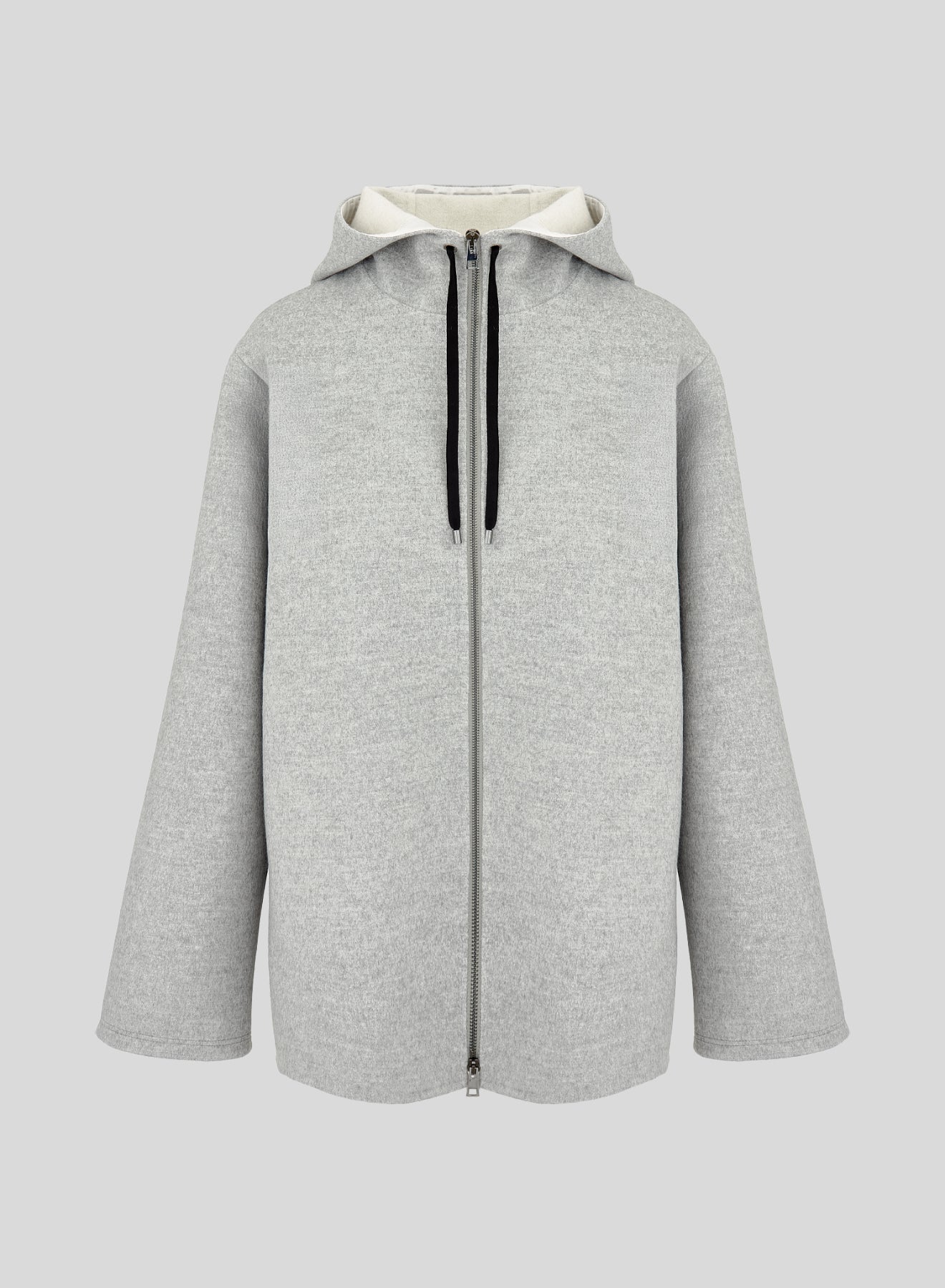 CABAN IN DOUBLE DI LANA E ANGORA CON CAPPUCCIO