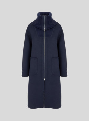 PARKA STYLE COAT IN DOUBLE WOOL AND ANGORA