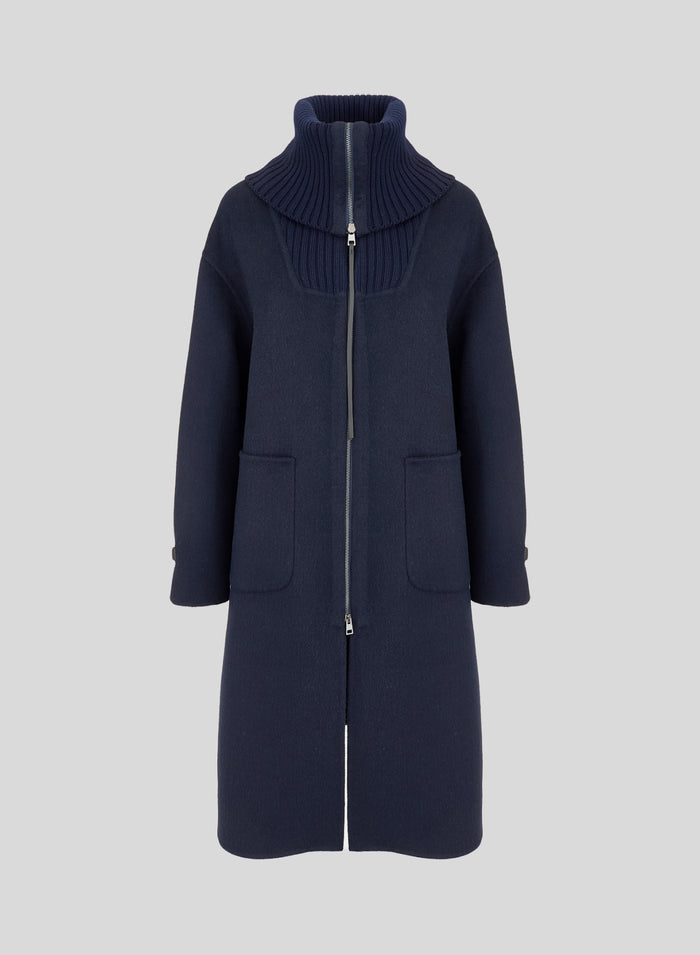 CAPPOTTO STILE PARKA IN DOUBLE DI LANA E ANGORA