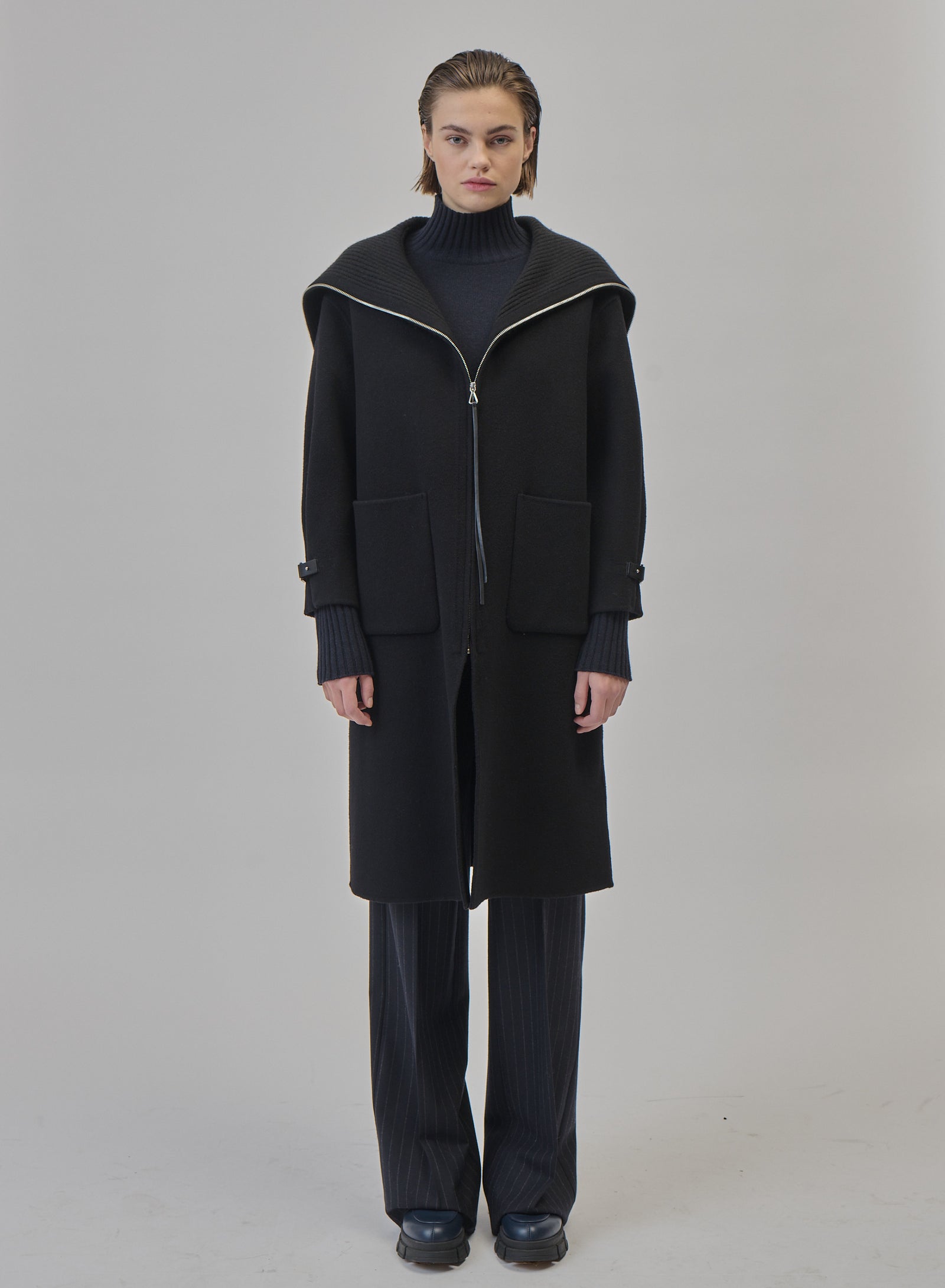 CAPPOTTO STILE PARKA IN DOUBLE DI LANA E ANGORA
