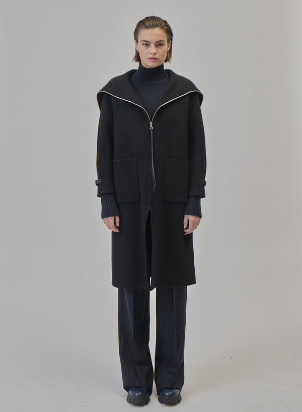 CAPPOTTO STILE PARKA IN DOUBLE DI LANA E ANGORA