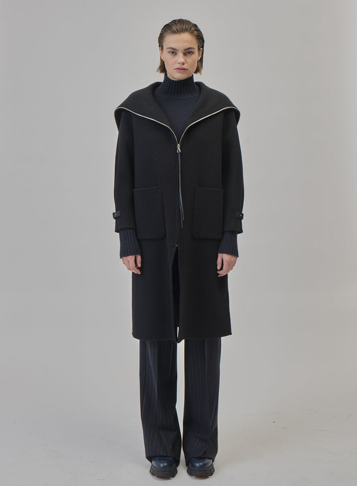 CAPPOTTO STILE PARKA IN DOUBLE DI LANA E ANGORA