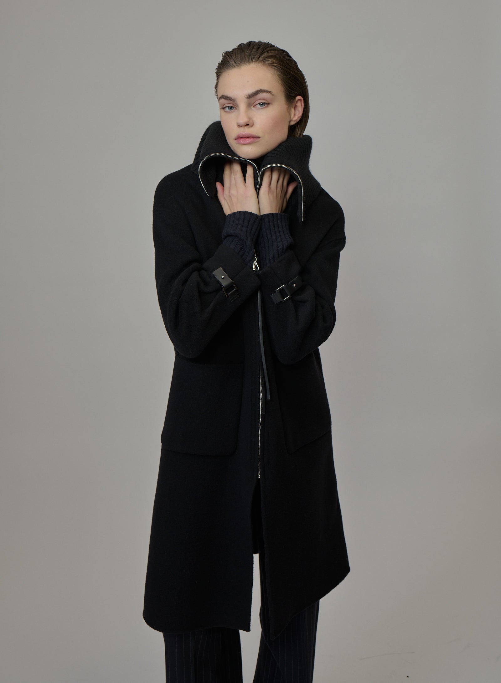 CAPPOTTO STILE PARKA IN DOUBLE DI LANA E ANGORA