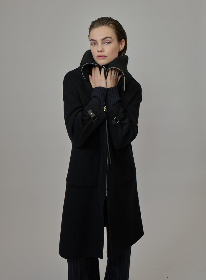 CAPPOTTO STILE PARKA IN DOUBLE DI LANA E ANGORA
