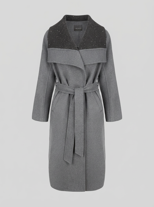 LONG WRAP COAT IN DOUBLE-FACED WOOL AND ANGORA
