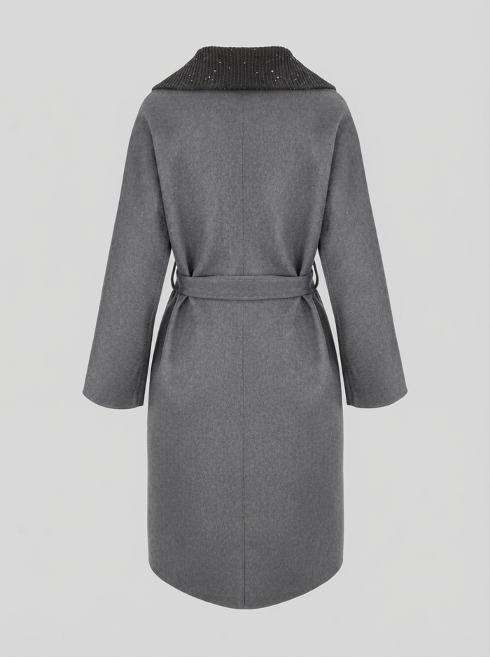 CAPPOTTO LUNGO A VESTAGLIA IN DOUBLE DI LANA E ANGORA