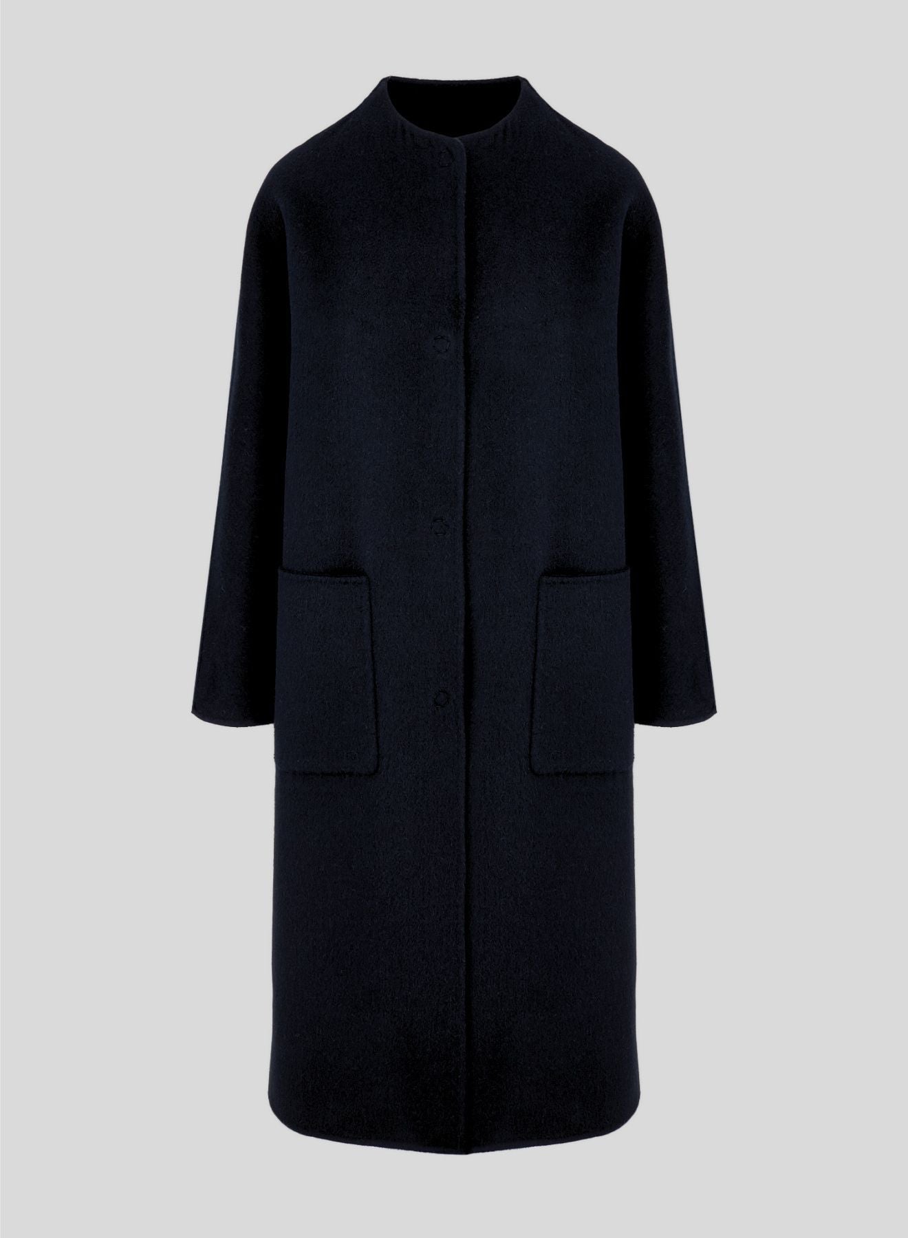 CAPPOTTO  LUNGO IN DOUBLE DI LANA E ANGORA