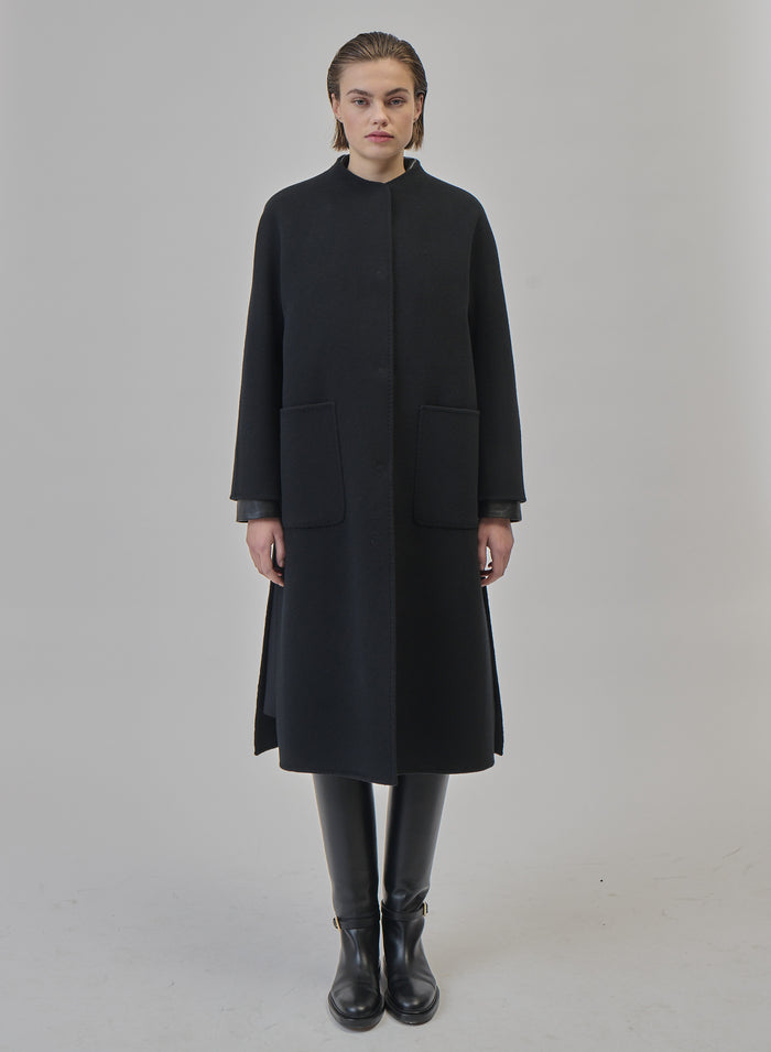 CAPPOTTO  LUNGO IN DOUBLE DI LANA E ANGORA
