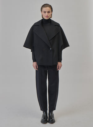 DOUBLE-FACED VIRGIN WOOL AND ANGORA CABAN