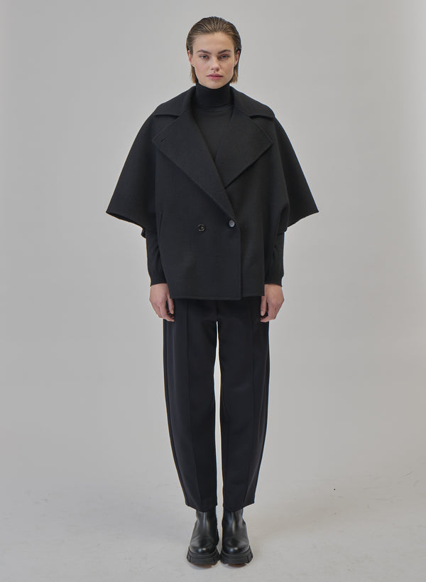 DOUBLE-FACED VIRGIN WOOL AND ANGORA CABAN