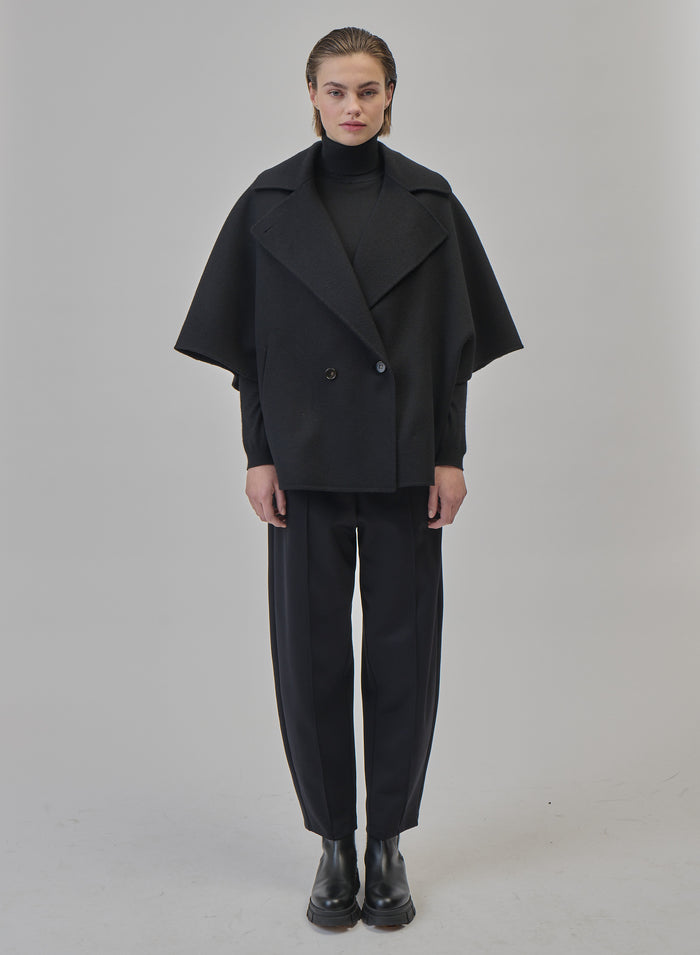 DOUBLE-FACED VIRGIN WOOL AND ANGORA CABAN