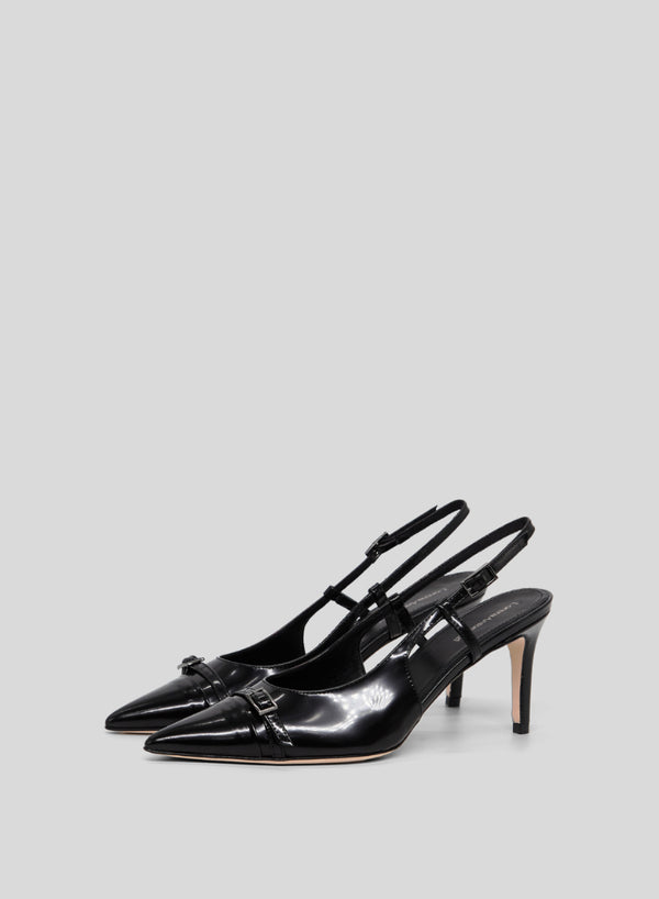 POINTED TOE PATENT LEATHER SLINGBACKS