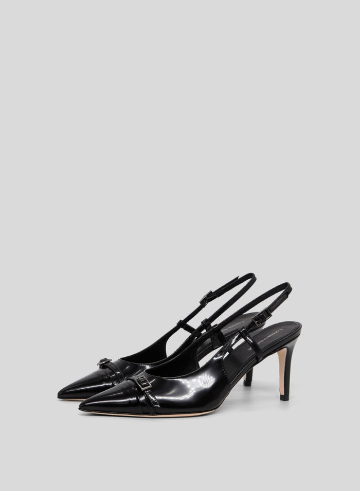 SLINGBACK A PUNTA IN PELLE VERNICIATA