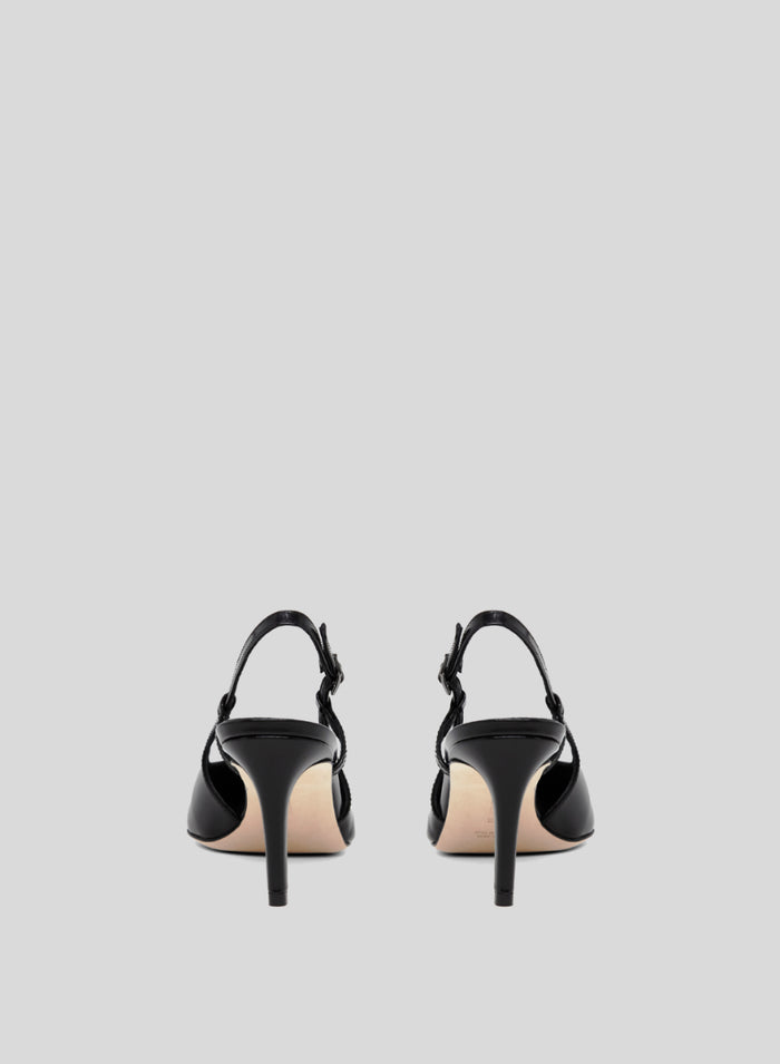 SLINGBACK A PUNTA IN PELLE VERNICIATA