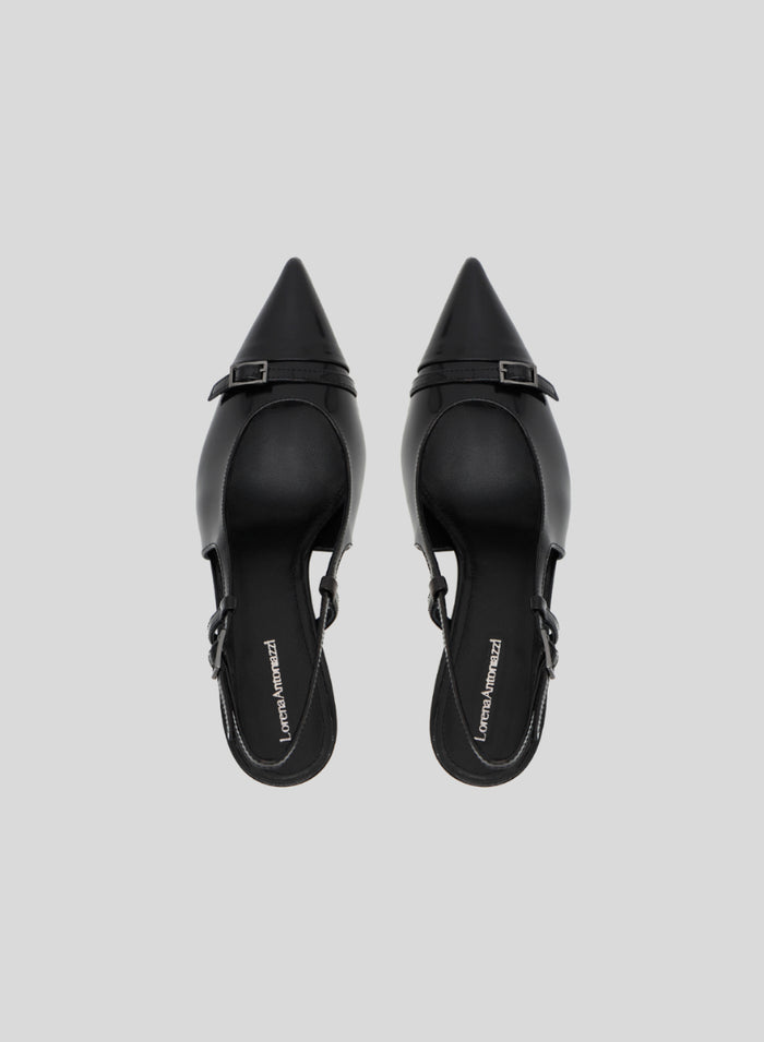 SLINGBACK A PUNTA IN PELLE VERNICIATA
