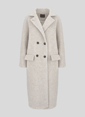 DOUBLE-BREASTED LONG TEDDY COAT IN WOOL AND ALPACA
