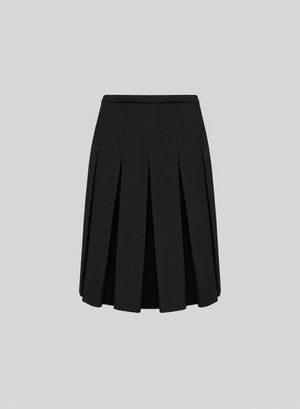 PLEATED MIDI SKIRT IN WOOL AND SILK