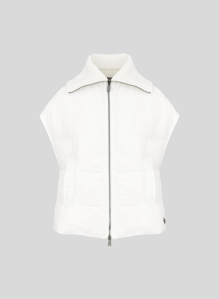 GILET IMBOTTITO IN CHIFFON TECNICO E LANA