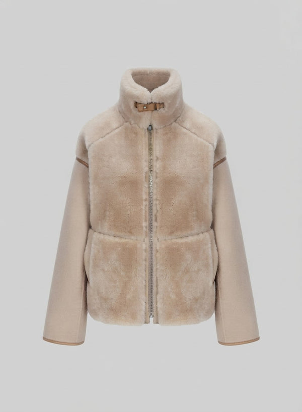 SHORT COAT IN DOUBLE-FACED WOOL AND CASHMERE WITH SHEARLING