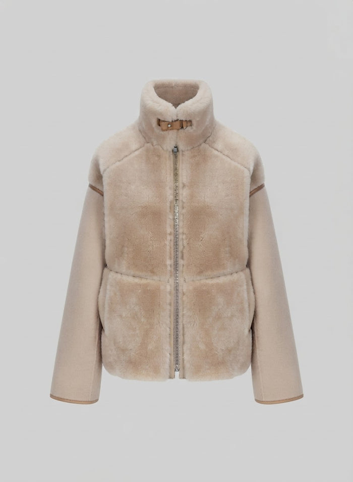 SHORT COAT IN DOUBLE-FACED WOOL AND CASHMERE WITH SHEARLING
