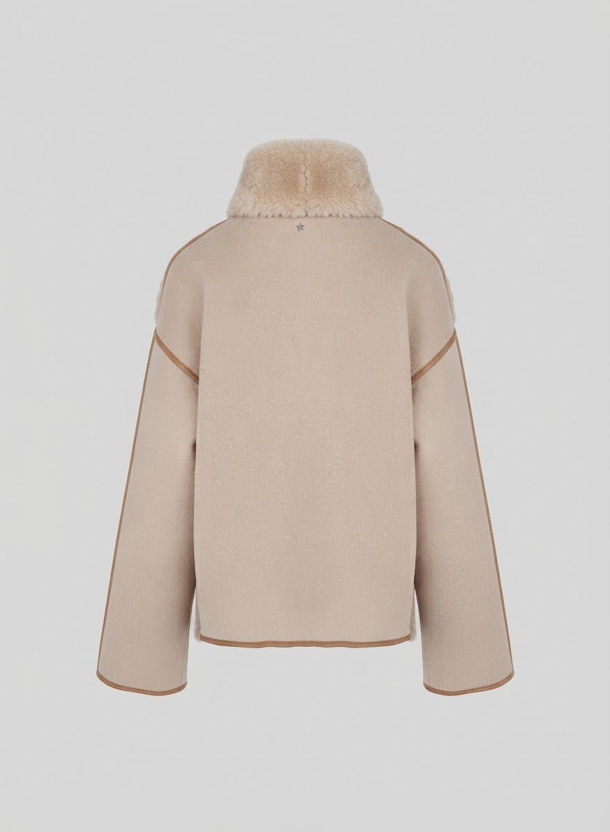 SHORT COAT IN DOUBLE-FACED WOOL AND CASHMERE WITH SHEARLING