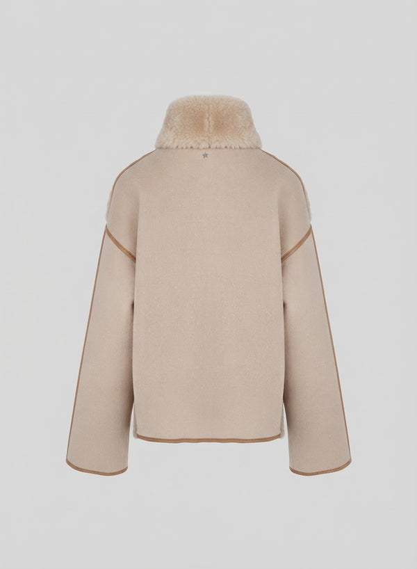 SHORT COAT IN DOUBLE-FACED WOOL AND CASHMERE WITH SHEARLING