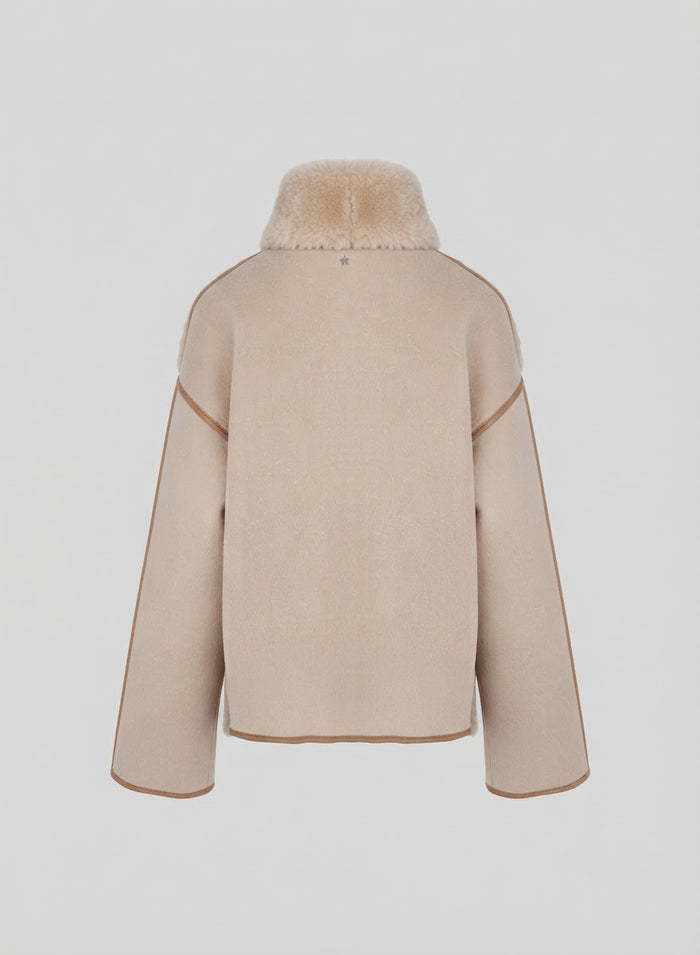 SHORT COAT IN DOUBLE-FACED WOOL AND CASHMERE WITH SHEARLING
