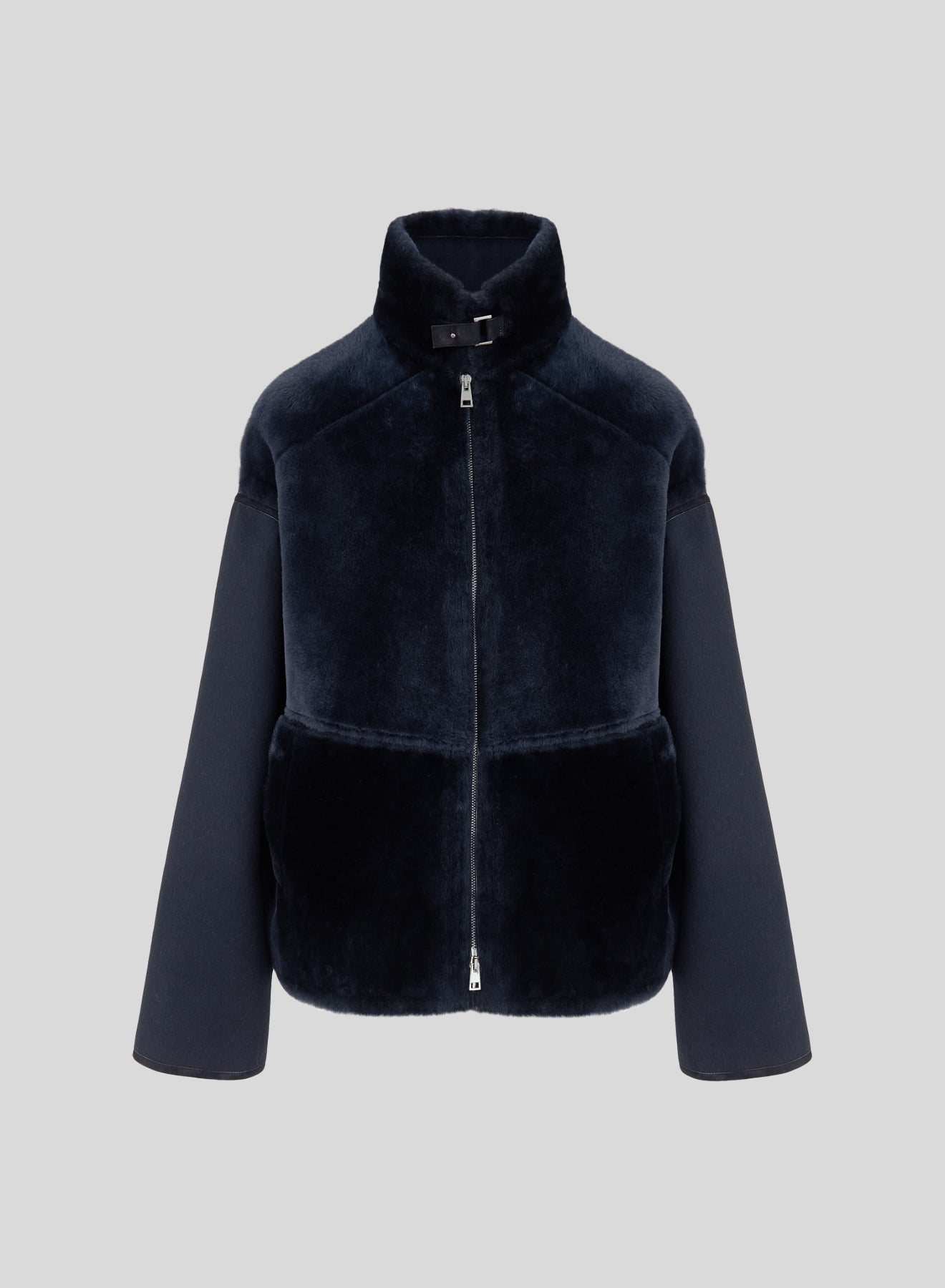 CAPPOTTO CORTO IN DOUBLE DI LANA E CASHMERE CON MONTONE