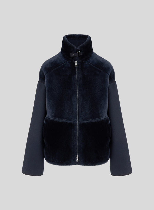 CAPPOTTO CORTO IN DOUBLE DI LANA E CASHMERE CON MONTONE