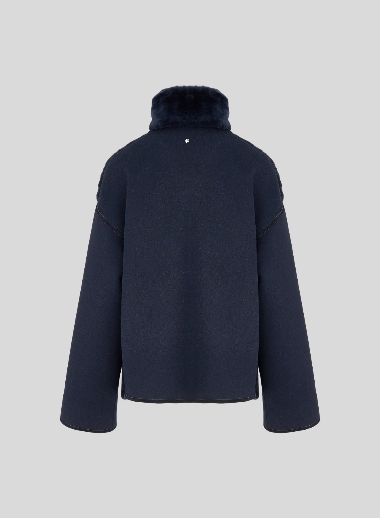 CAPPOTTO CORTO IN DOUBLE DI LANA E CASHMERE CON MONTONE
