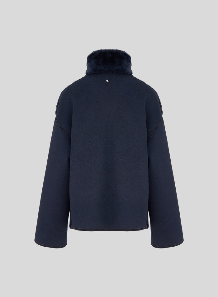 CAPPOTTO CORTO IN DOUBLE DI LANA E CASHMERE CON MONTONE