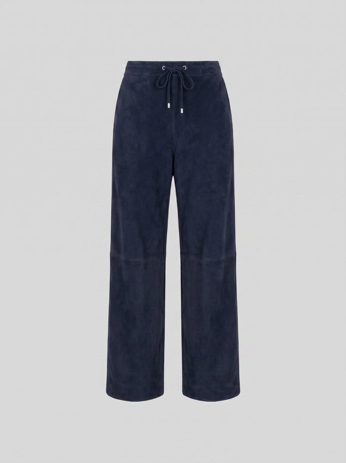 PANTALONI CON COULISSE A GAMBA LARGA IN CAMOSCIO