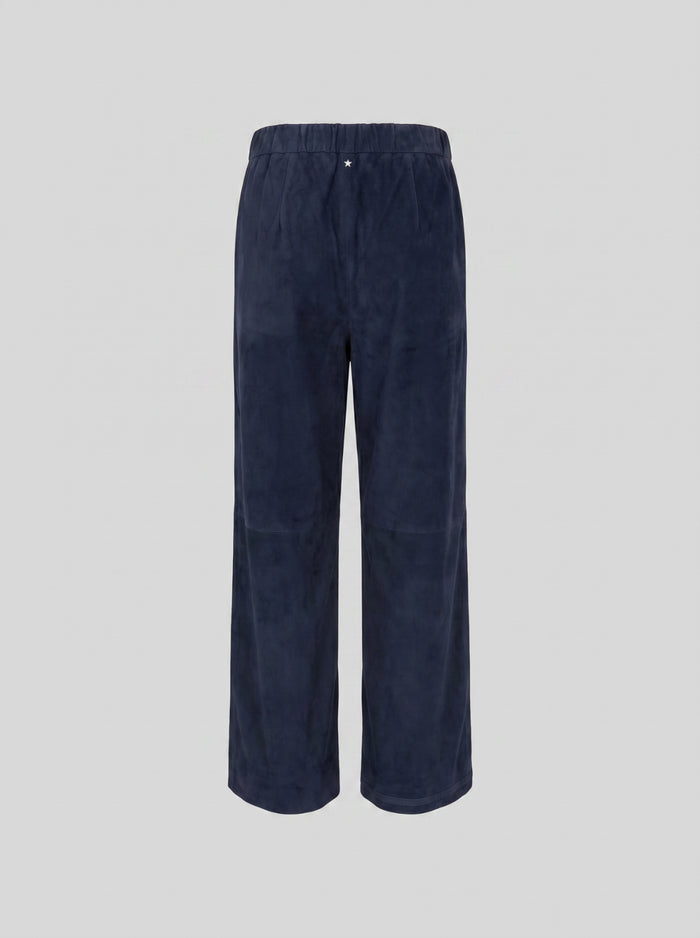 PANTALONI CON COULISSE A GAMBA LARGA IN CAMOSCIO