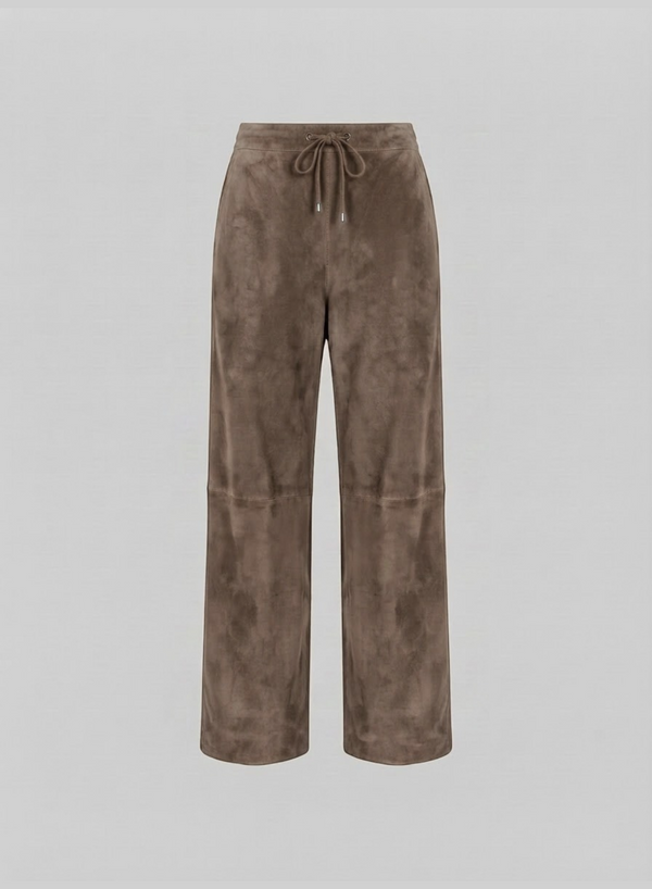 WIDE-LEG SUEDE DRAWSTRING PANTS