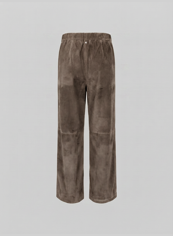 WIDE-LEG SUEDE DRAWSTRING PANTS