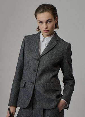 SINGLE-BREASTED JACKET IN WOOL AND SILK RESCA