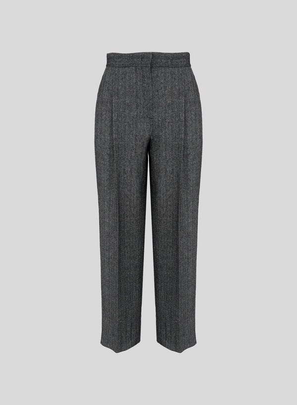 PANTALONI SARTORIALI A GAMBA DRITTA IN RESCA DI LANA E SETA
