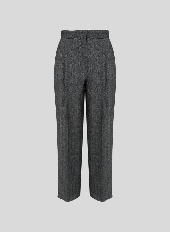 PANTALONI SARTORIALI A GAMBA DRITTA IN RESCA DI LANA E SETA