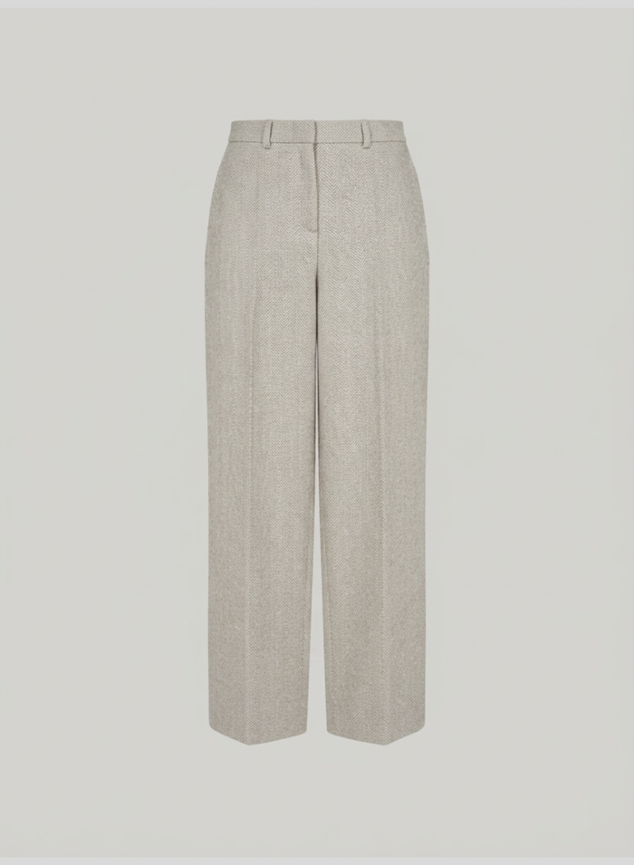 PANTALONI SARTORIALI A GAMBA LARGA IN RESCA DI LANA, ALPACA E SETA