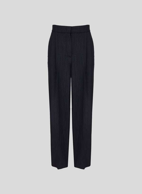 PANTALONI SARTORIALI A GAMBA DRITTA IN RESCA DI LANA, ALPACA E SETA